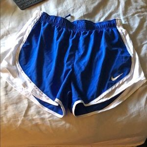 nike tempo royal blue and white shorts